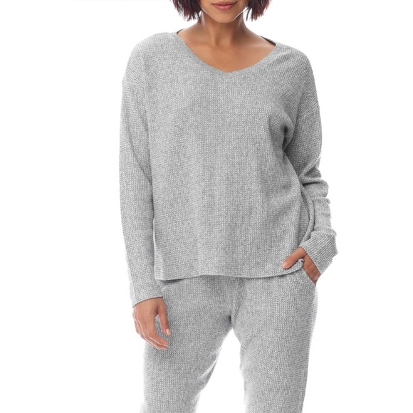 Papinelle Super Sleepy Waffle Sleep Pajama Set Top Joggers Gray XXL Women’s - Picture 2 of 7